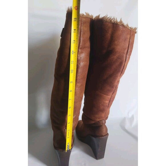 Michael Kors Calista Vicuna Distressed Suede High Knee Faux Fur Boots Size 7.5M - Picture 11 of 12